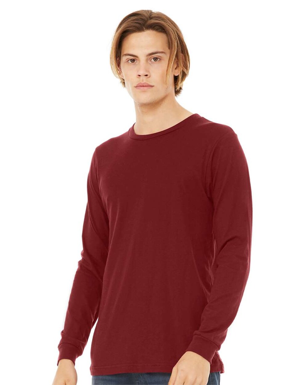 BELLA+CANVAS Long Sleeve Heavy Cotton Jersey Tee for Everyday Wear, Layering & Custom Printing Unisex Crewneck Shirt